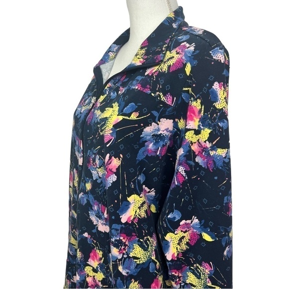 CJ Banks Women’s Full Zip Jacket/Blazer Sz 1X (14/16) Multi Color Floral Print - Picture 4 of 12